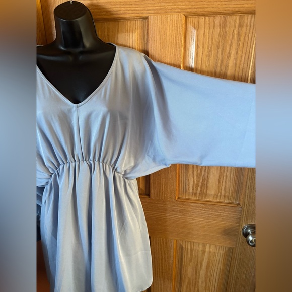 #35 Twik Ballon sleeve blue Dress 28” PTP 14-18” waist - Picture 2 of 6